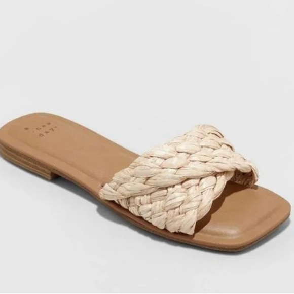 A New Day Nicolette Raffia Slide Sandals with Memory Foam- Size 6 - Picture 1 of 4
